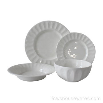 12 pcs en porcelaine blanche ensembles d&#39;assiettes en céramique blanche